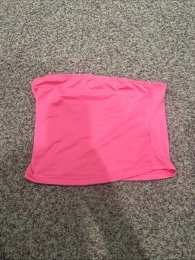 Women's Pink Strapless Crop Tube Top